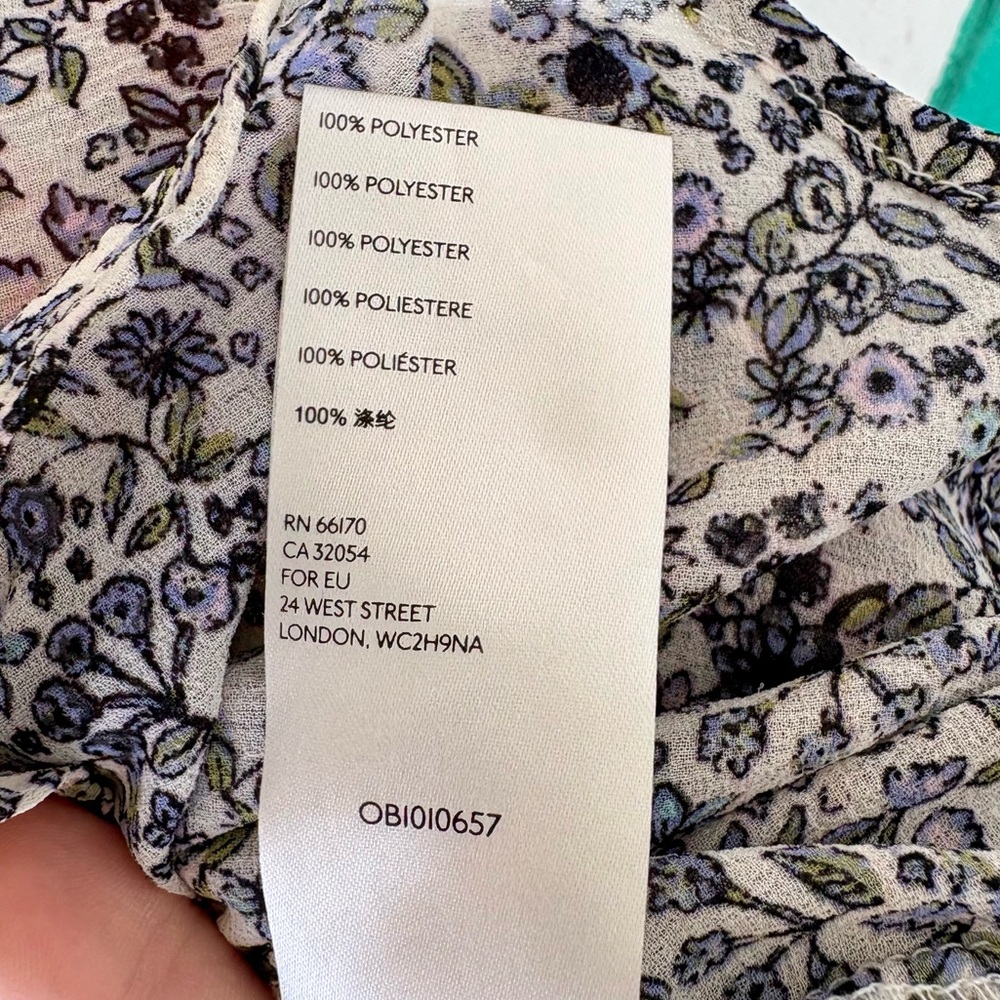 Free People Lela Large Long Sleeve Floral Sheer Smocked Blue Purple Top - Picture 11 of 11
